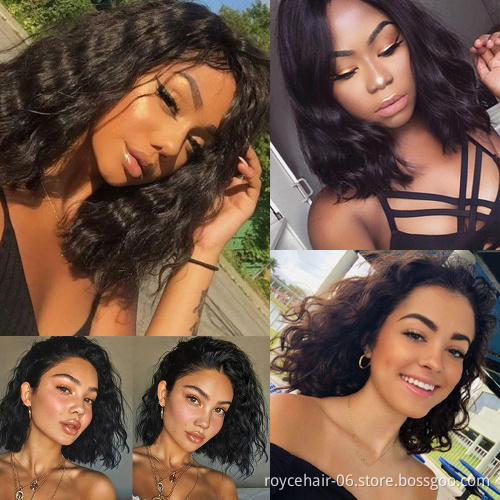 100  Brazilian Virgin Remy Human Hair Body Wave Short Bob Curly Lace Front Wig With Baby Hair